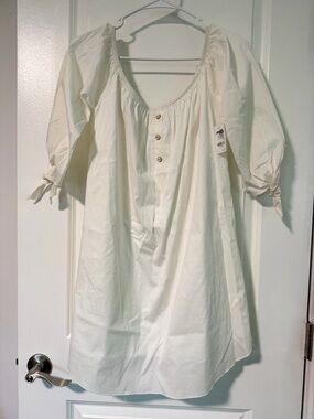 Charlotte Russe Cream Peasant Mini Dress with Tie Sleeves